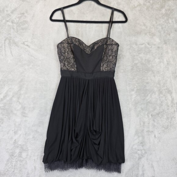 BCBGMAXAZRIA Dress Womens XS Black Kore Lace Sweetheart Bubble Hem Cocktail - Picture 1 of 11
